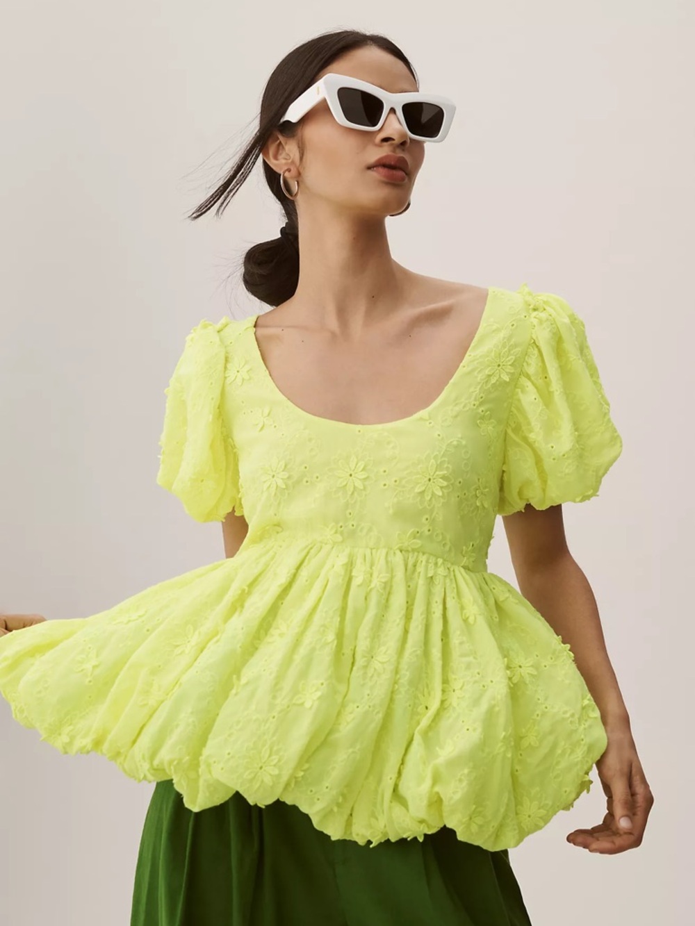 NWT  ANTHROPOLOGIE FOREVER THAT GIRL sz S Eyelet Babydoll Top in Yellow